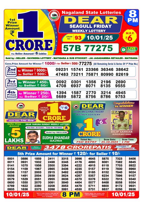 dear seagull friday weekly lottery result|Nagaland Sambad Lottery Dear Seagull Friday 8 PM 10 May.